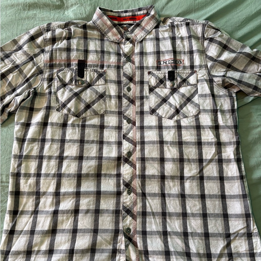 Harley-Davidson Black and White Plaid Shirt
